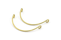 SemiCircle Wire Connector, 24 Raw Brass SemiCircle Wire Pendant With 2 Holes (32x1mm) E180