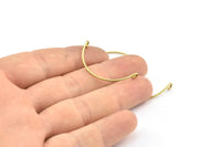 SemiCircle Wire Connector, 24 Raw Brass SemiCircle Wire Pendant With 2 Holes (32x1mm) E180