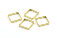 Square Brass Charm 12 Raw Brass Square Connectors with 2 Holes (18x3x0.80mm) E178