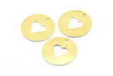 Brass Heart Necklace, 6 Raw Brass Heart Tags With 1 Hole, Findings, Charms (28x1mm) Y631 K631