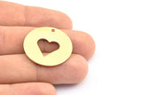 Brass Heart Necklace, 6 Raw Brass Heart Tags With 1 Hole, Findings, Charms (28x1mm) Y631 K631