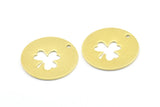 Brass Clover Necklace, 6 Raw Brass Clover Tags With 1 Hole, Findings, Charms (28x1mm) K624