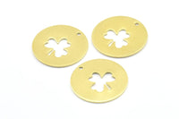 Brass Clover Necklace, 6 Raw Brass Clover Tags With 1 Hole, Findings, Charms (28x1mm) K624