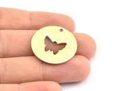 Brass Butterfly Necklace, 6 Raw Brass Butterfly Tags With 1 Hole, Findings, Charms (28x1mm) K178
