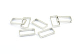 Silver Rectangle Connector 12 Silver Tone Open Rectangle Connectors with 2 Holes (10x20x2.5x0.80mm) E169