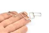 Silver Rectangle Connector 12 Silver Tone Open Rectangle Connectors with 2 Holes (10x20x2.5x0.80mm) E169