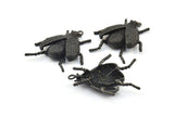 Tiny Bug Charm, 1 Oxidized Brass Black Bug Fly Insect Charm With 1 Loop (41x35mm) N0242 S642
