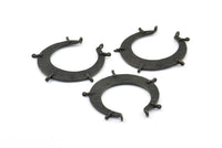 Hammered Crescent Pendant, 2 Oxidized Brass Black Hammered Crescent Pendants With 7 Loops (40x7.5x0.9mm) U077 S641
