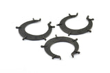 Hammered Crescent Pendant, 2 Oxidized Brass Black Hammered Crescent Pendants With 7 Loops (40x7.5x0.9mm) U077 S641
