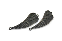 Black Wing Pendant, 2 Oxidized Brass Black Wing Pendants With 2 Loops, Earring, Jewelry Findings (43x13x1.5mm) BS 1959 S644
