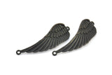 Black Wing Pendant, 2 Oxidized Brass Black Wing Pendants With 2 Loops, Earring, Jewelry Findings (43x13x1.5mm) BS 1959 S644