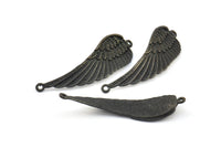 Black Wing Pendant, 2 Oxidized Brass Black Wing Pendants With 2 Loops, Earring, Jewelry Findings (43x13x1.5mm) BS 1959 S644