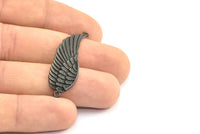 Black Wing Pendant, 2 Oxidized Brass Black Wing Pendants With 2 Loops, Earring, Jewelry Findings (43x13x1.5mm) BS 1959 S644