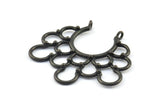 Ethnic Circle Pendant, 2 Oxidized Brass Black Pendants With 2 Loops, Pendants, Charms, Findings (35.5x39x1.4mm) U036 S640
