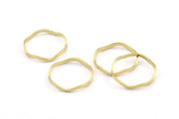 Brass Circle Rings, 24 Raw Brass Wavy Circle Rings, Charms (18.50x0.80x1.5mm) E191