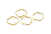 Brass Circle Rings, 24 Raw Brass Wavy Circle Rings, Charms (17.50x0.80x1.5mm) E188
