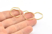 Brass Circle Rings, 24 Raw Brass Wavy Circle Rings, Charms (20x0.80x1.5mm) E192