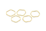 Brass Circle Rings, 24 Raw Brass Wavy Circle Rings, Charms (17x0.8x0.8mm) E189