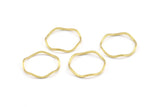 Brass Circle Rings, 24 Raw Brass Wavy Circle Rings, Charms (17x0.8x0.8mm) E189
