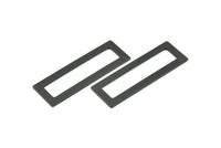 Black Rectangle Connector, 12 Oxidized Brass Black Rectangle Connectors With No Holes (50x17x0.70mm) C007 S720