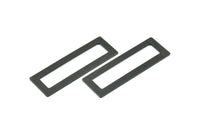 Black Rectangle Connector, 6 Oxidized Brass Black Rectangle Connectors With No Holes (50x17x0.70mm) C007 S720