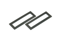 Black Rectangle Connector, 6 Oxidized Brass Black Rectangle Connectors With No Holes (50x17x0.70mm) C007 S720