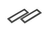 Black Rectangle Connector, 6 Oxidized Brass Black Rectangle Connectors With No Holes (50x17x0.70mm) C007 S720