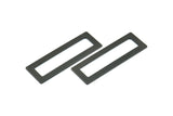 Black Rectangle Connector, 12 Oxidized Brass Black Rectangle Connectors With No Holes (50x17x0.70mm) C007 S720