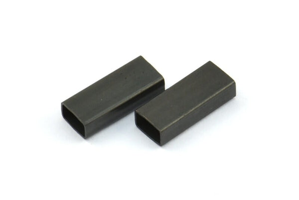 Rectangle Tube Beads, 24 Oxidized Brass Black Rectangle Shaped Tubes (12x5x3mm) A0648 S719