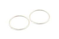 30mm Wire Hoops, 12 Antique Silver Plated Brass Wire Hoops (30x1.2mm) Bs 1230 H0537