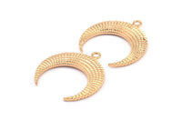 Rose Gold Moon Charm, 1 Rose Gold Plated Brass Textured Horn Charms, Pendant, Jewelry Finding (36x10.55x3.65mm) N0206 Q0429