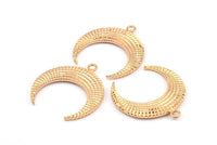 Rose Gold Moon Charm, 1 Rose Gold Plated Brass Textured Horn Charms, Pendant, Jewelry Finding (36x10.55x3.65mm) N0206 Q0429