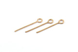 Rose Gold Eye Pin, 50 Rose Gold Plated Brass Eye Pins, Findings, Beading Pin (20x0.7mm) Bs 1151