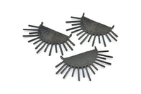 Moon and Sun, 1 Oxidized Brass Black Textured Crescent Moon and Sun Ethnic Pendants With 2 Loops, Findings, Charms (54x35x1mm) BS 1936 S702