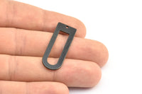 D Shape Rings, 6 Oxidized Brass Black D Shape Connectors With 1 Hole, Rings (37x13x1mm) BS 1927 S705