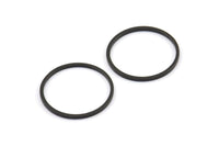 Black Circle Connectors, 25 Oxidized Brass Black Circle Connectors (20x1x1mm) Bs 1094 S713