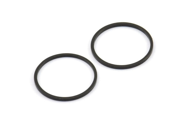 Black Circle Connectors, 25 Oxidized Brass Black Circle Connectors (20x1x1mm) Bs 1094 S713