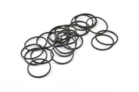 Black Circle Connectors, 25 Oxidized Brass Black Circle Connectors (20x1x1mm) Bs 1094 S713