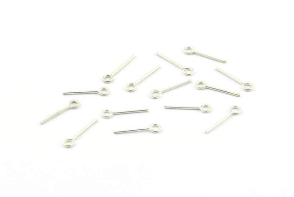 925 Silver Eye Pin, 300 Silver Plated Eye Pins, Findings (11x0.6mm) BS 1834
