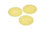 50 Raw Brass Circles With 2 Holes Stamping Pads, Cabochon Pads, Charms, Pendant, Findings (25 Mm) A0348