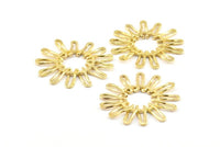 Brass Sun Pendant, 2 Raw Brass Sunny Pendants (39x2.2mm) BS 1988