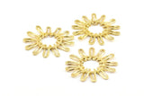 Brass Sun Pendant, 2 Raw Brass Sunny Pendants (39x2.2mm) BS 1988