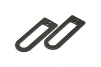 D Shape Rings, 6 Oxidized Brass Black D Shape Connectors With 2 Holes, Rings  (37x13x1mm) BS 1926 S699