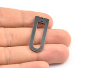 D Shape Rings, 6 Oxidized Brass Black D Shape Connectors With 2 Holes, Rings  (37x13x1mm) BS 1926 S699