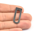 D Shape Rings, 6 Oxidized Brass Black D Shape Connectors With 2 Holes, Rings  (37x13x1mm) BS 1926 S699