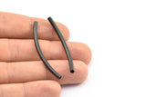 Black Noodle Tube, 12 Oxidized Brass Black Curved Tubes (3x50mm) Bs 1410 S696