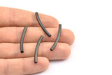Black Noodle Bead, 24 Oxidized Brass Black Noodle Tube Beads (3x32mm) Bs 1416 S698