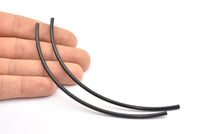 Black Noodle Tube, 6 Oxidized Brass Black Curved Tubes (3x130mm) Bs 1420 S612