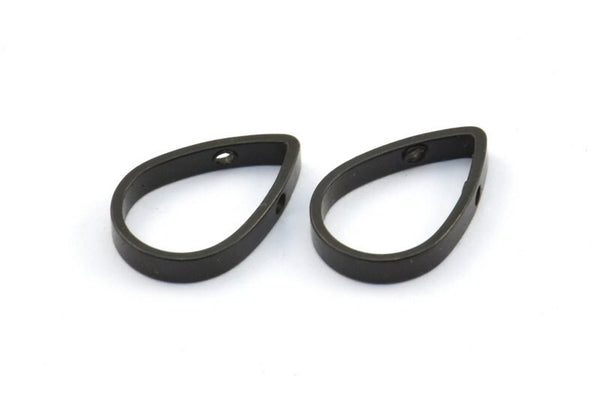 Thick Drop Connector, 12 Oxidized Brass Black Drop Earring With 2 Holes, Necklace Findings (16x11x2.5x1mm) BS 1849 S687
