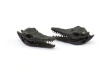 Black Crocodile Skull, 1 Oxidized Brass Black Crocodile Skull With 1 Loop, Findings, Charms (27x9mm) BS 1878 S707